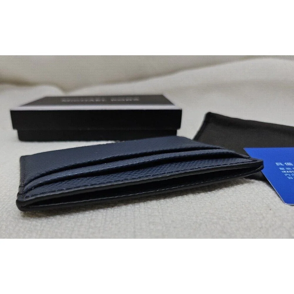MK MICHAEL KORS Men's Jet Set Signature Navy Blue RFID Blocking Card Wallet New